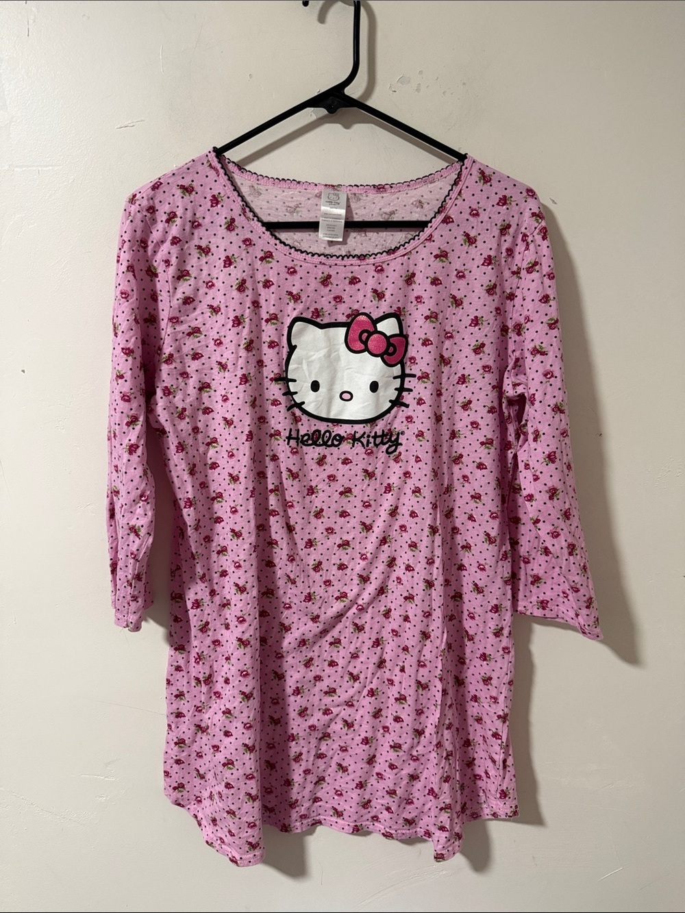 Hello Kitty Pink Floral Nightshirt with Character Front
